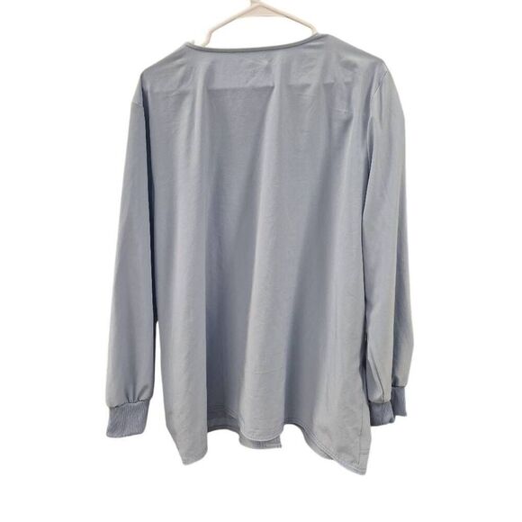 Scrubstar Women's Baby Blue Poly/Spandex Snap Front Warm Up Scrub Jacket - Picture 6 of 10